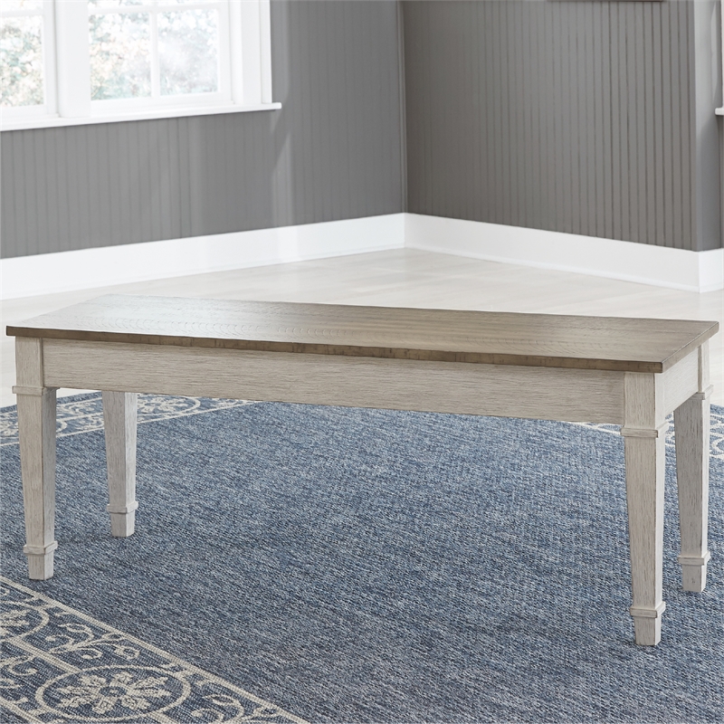 Signature Design by Ashley Skempton Wood Storage Bench in White & Light Brown