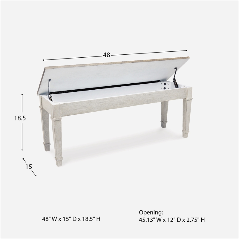 Signature Design by Ashley Skempton Wood Storage Bench in White & Light Brown