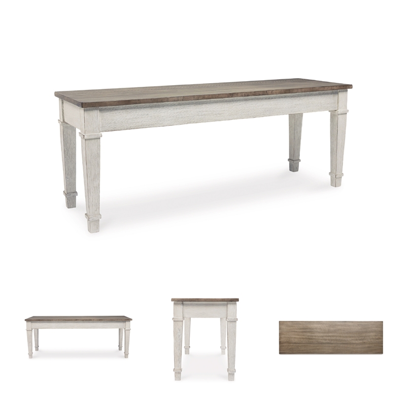 Signature Design by Ashley Skempton Wood Storage Bench in White & Light Brown