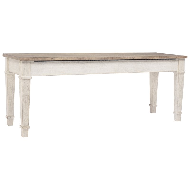 Signature Design by Ashley Skempton Wood Storage Bench in White & Light Brown