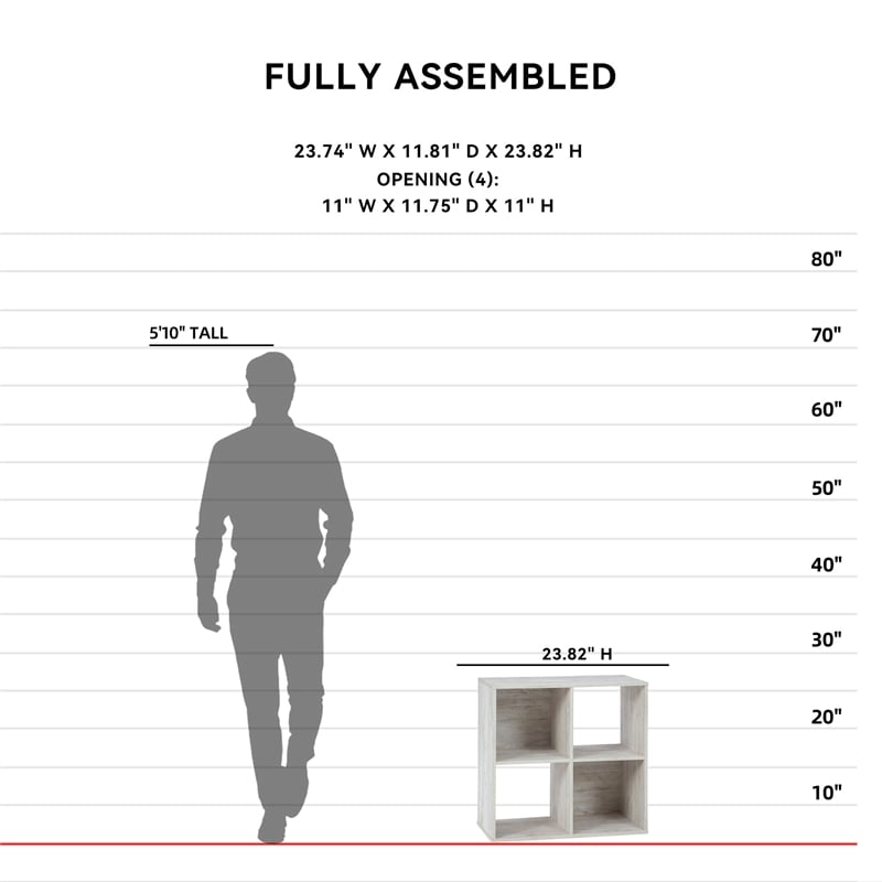 Ashley Furniture Paxberry Four CubeEngineered Wood  Organizer in Off White