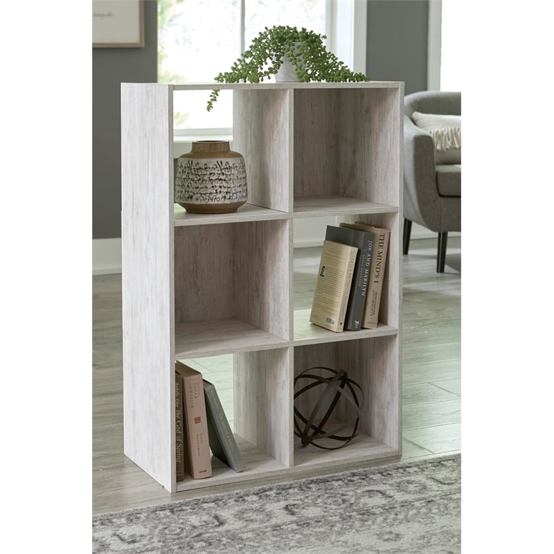 Ashley Furniture Paxberry Engineered Wood 6-Cube Organizer in White Wash