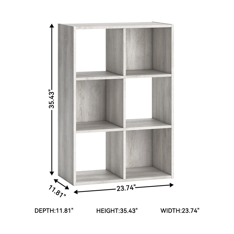 Ashley Furniture Paxberry Engineered Wood 6-Cube Organizer in White Wash