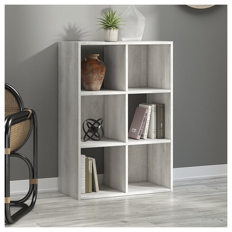 Ashley Furniture Paxberry Engineered Wood 6-Cube Organizer in White Wash