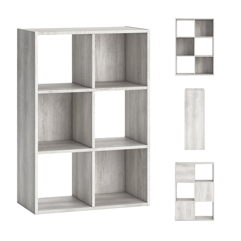 Ashley Furniture Paxberry Engineered Wood 6-Cube Organizer in White Wash