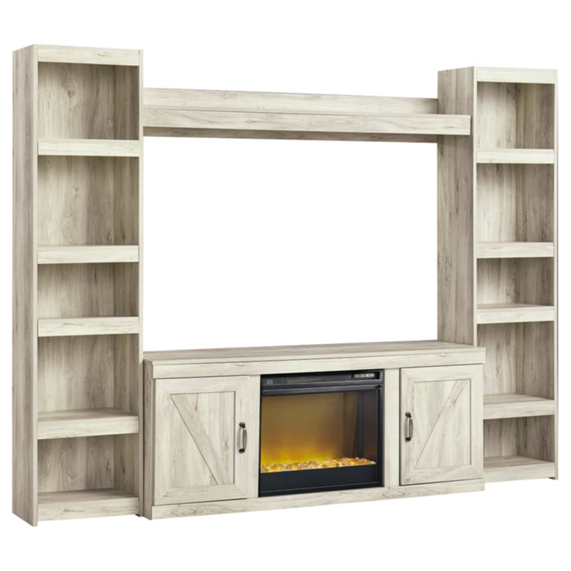 Ashley Furniture Bellaby Large Wood TV Stand with Fireplace Option in
