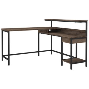 ashley furniture arlenbry engineered wood l-desk with storage in gray