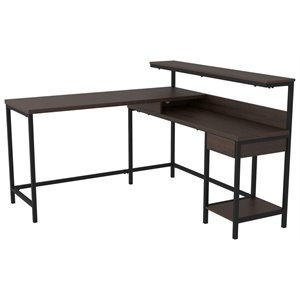 ashley furniture camiburg engineered wood l-desk with storage in warm brown