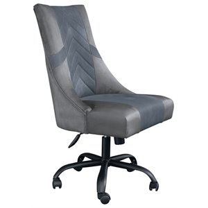 ashley furniture barolli faux leather swivel gaming chair in gray & blue