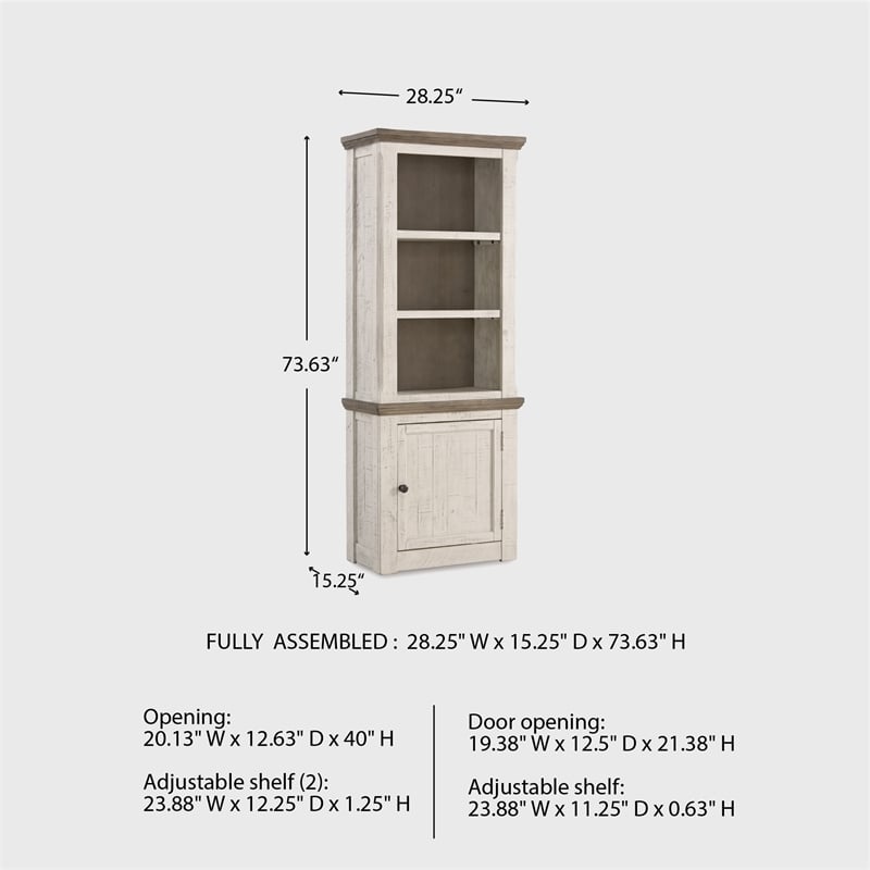 Ashley Furniture Havalance Right Wood Pier Cabinet in White Wash & Gray