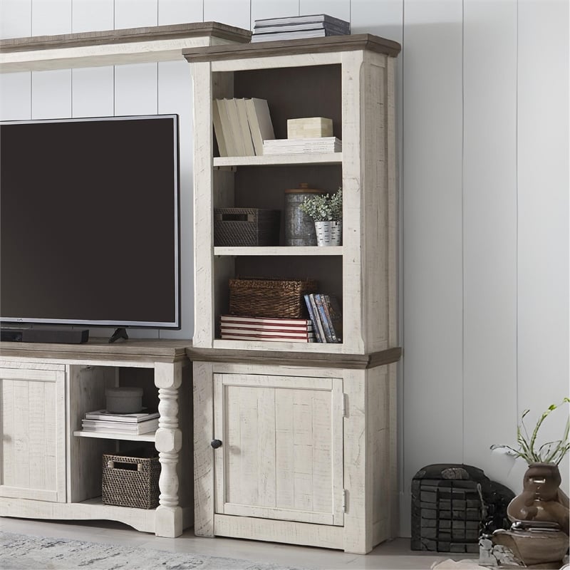 Ashley Furniture Havalance Right Wood Pier Cabinet in White Wash & Gray