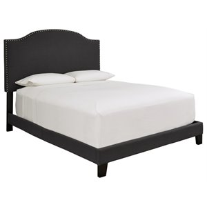 ashley furniture adelloni queen fabric upholstered bed in charcoal