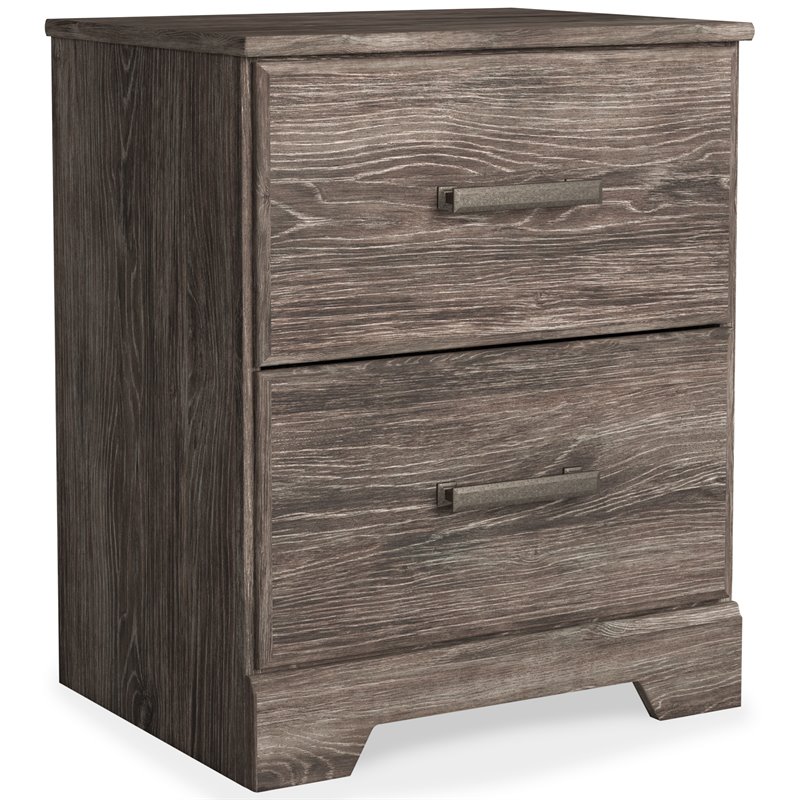 Ashley Furniture Ralinksi Two Drawer Engineered Wood Night Stand in Gray