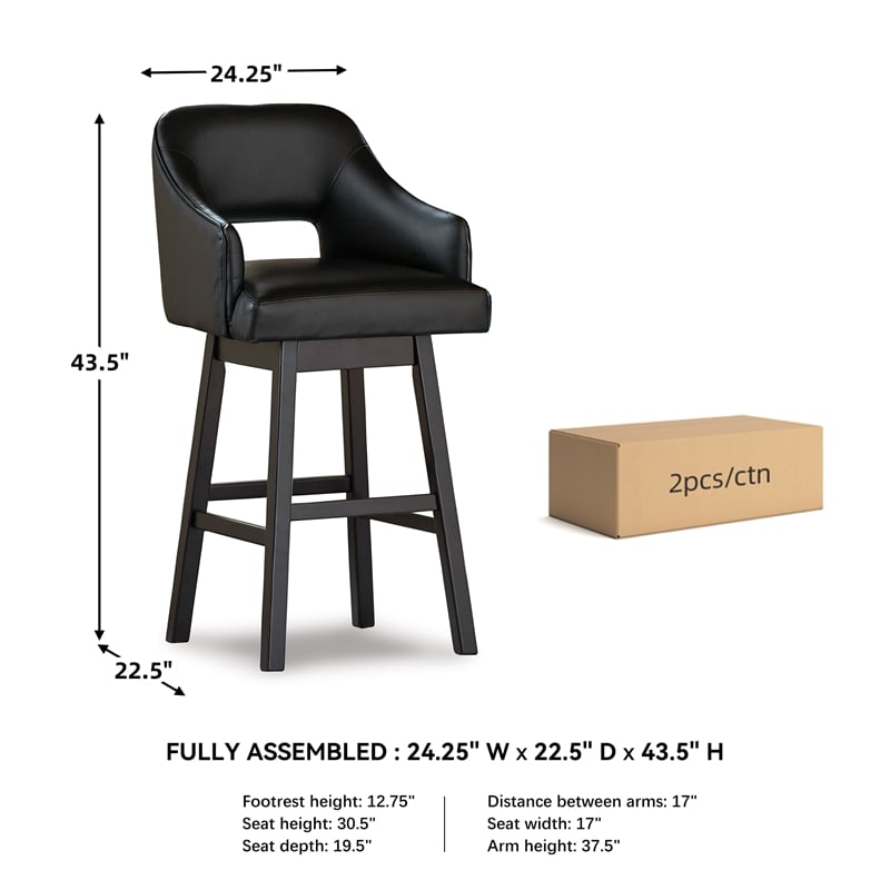 Signature Design by Ashley Tallenger Wood Swivel Barstool in Black & Brown