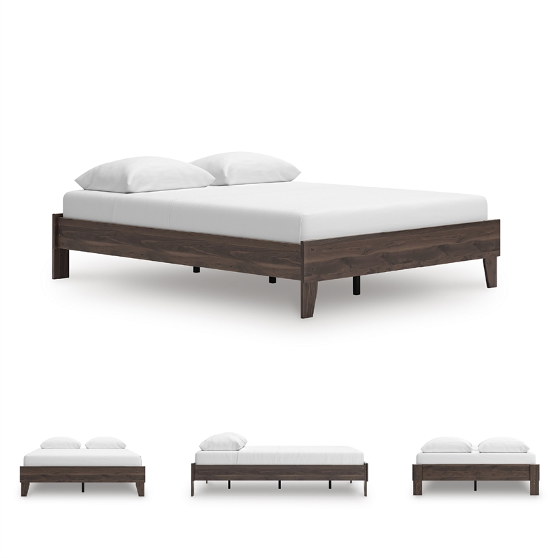 Ashley Furniture Calverson Queen Engineered Wood Platform Bed in Mocha Brown