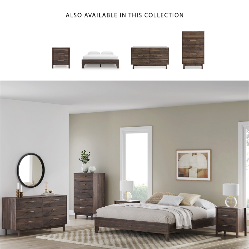 Ashley Furniture Calverson Queen Engineered Wood Platform Bed in Mocha Brown