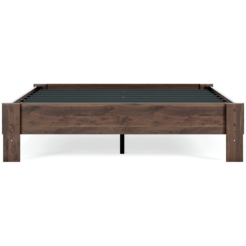 Ashley Furniture Calverson Queen Engineered Wood Platform Bed in Mocha Brown