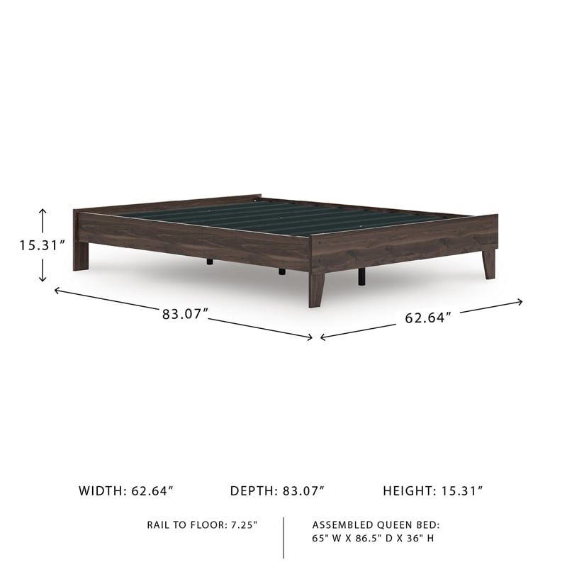 Ashley Furniture Calverson Queen Engineered Wood Platform Bed in Mocha Brown