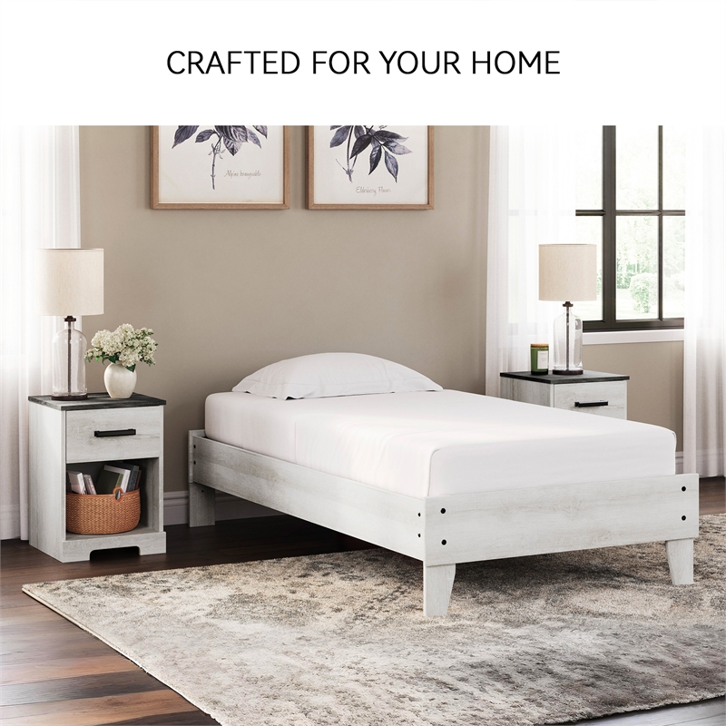 Ashley Furniture Shawburn 1-Drawer Wood Nightstand in White & Charcoal