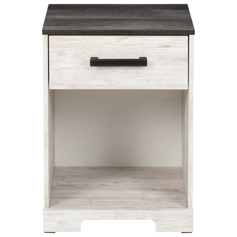 Ashley Furniture Shawburn 1-Drawer Wood Nightstand in White & Charcoal