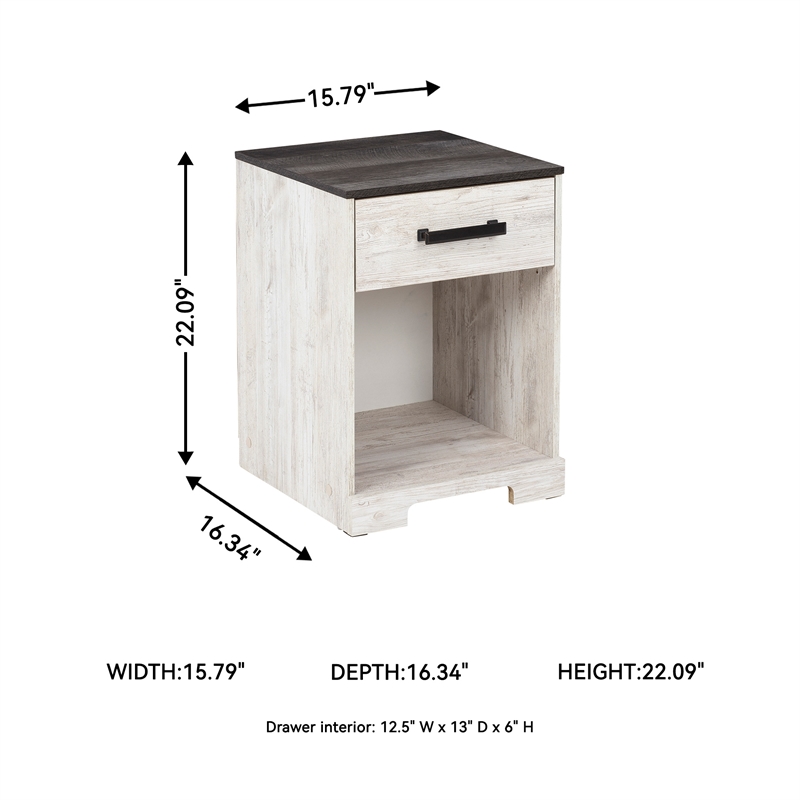 Ashley Furniture Shawburn 1-Drawer Wood Nightstand in White & Charcoal