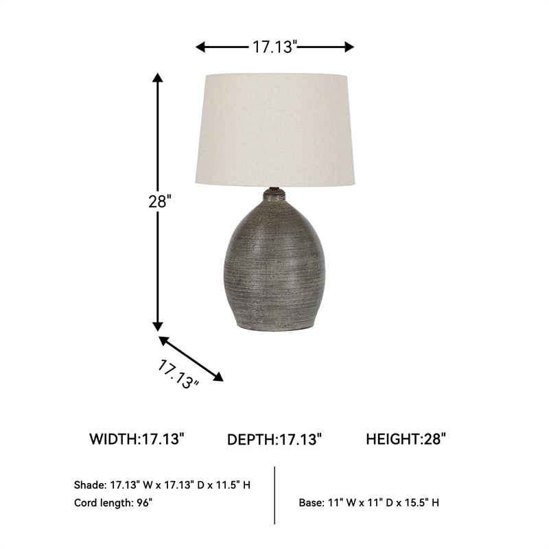 Signature Design by Ashley Joyelle Single Ceramic Table Lamp in Gray Terracotta
