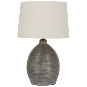 ashley furniture joyelle single ceramic table lamp in gray terracotta