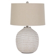 Signature Design by Ashley Jamon Single Ceramic Table Lamp in White & Beige