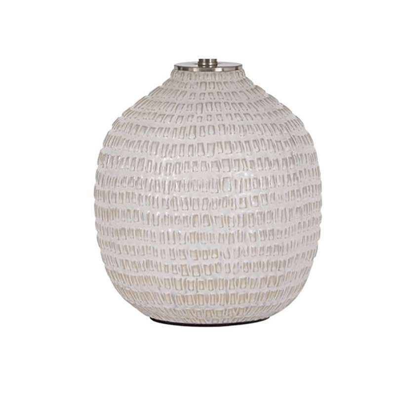 Signature Design by Ashley Jamon Single Ceramic Table Lamp in White & Beige