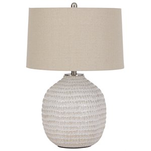ashley furniture jamon single ceramic table lamp in white & beige