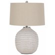 Signature Design by Ashley Jamon Single Ceramic Table Lamp in White & Beige