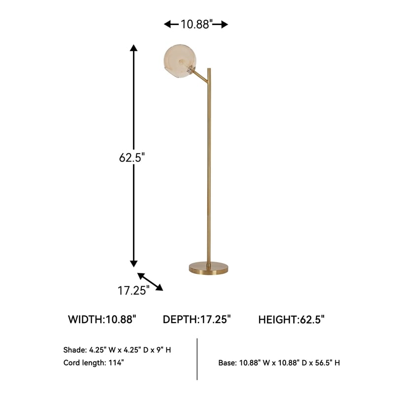 Signature Design by Ashley Abanson Single Metal Floor Lamp in Gold & Amber