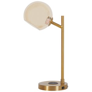 ashley furniture abanson single metal desk lamp in gold & amber