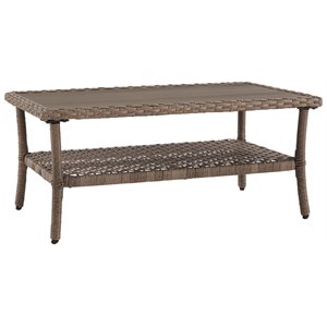 ashley furniture clear ridge rectangular resin cocktail table in light brown