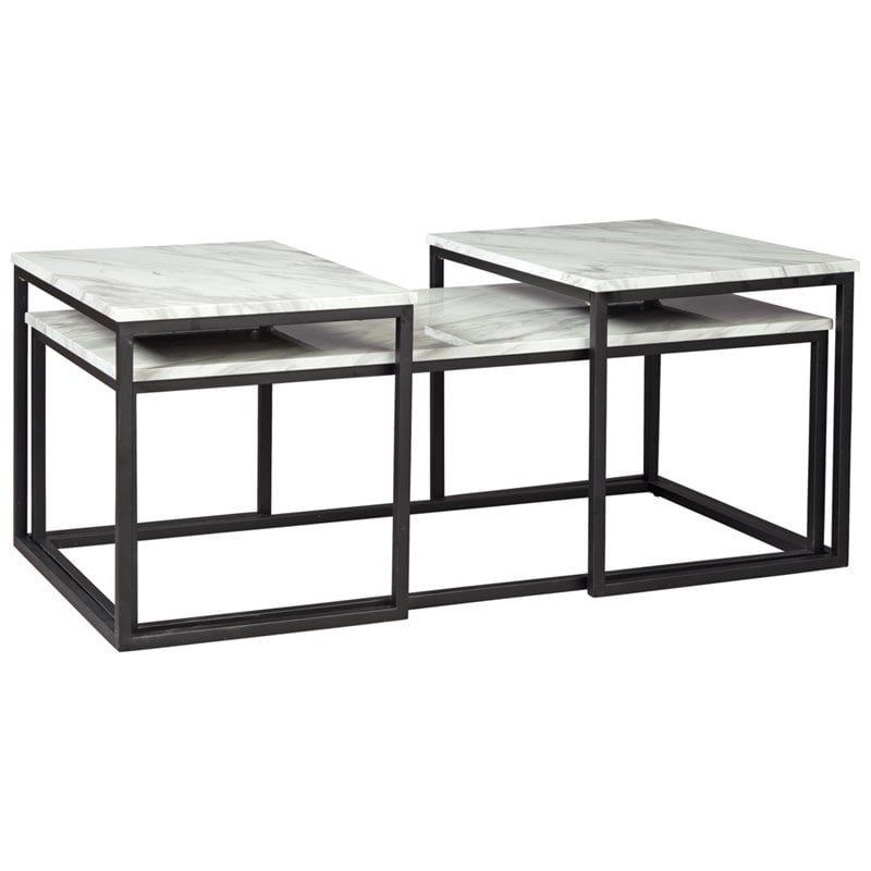 Signature Design by Ashley Donnesta Wood Occasional Table Set in Gray and Black