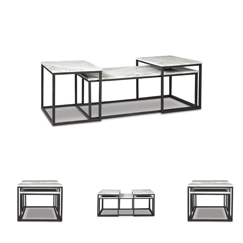 Signature Design by Ashley Donnesta Wood Occasional Table Set in Gray and Black