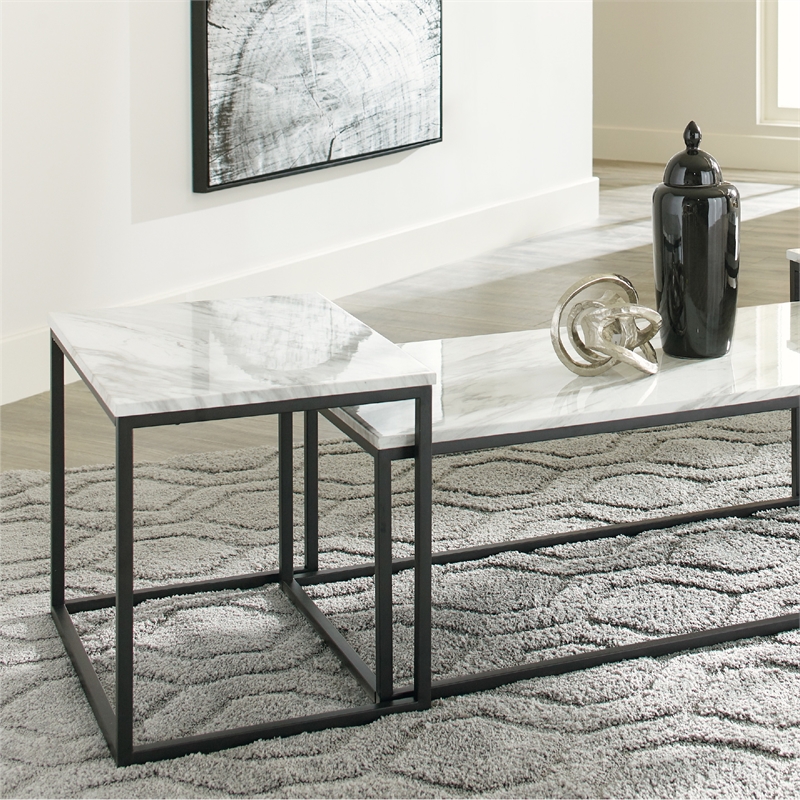 Signature Design by Ashley Donnesta Wood Occasional Table Set in Gray and Black
