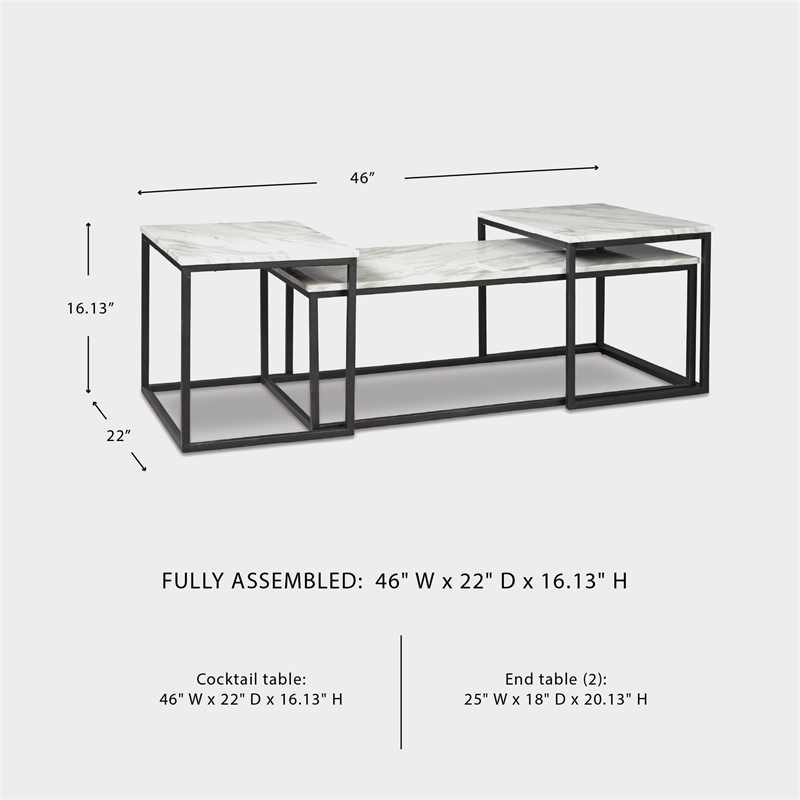 Signature Design by Ashley Donnesta Wood Occasional Table Set in Gray and Black