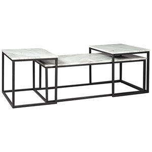 ashley furniture donnesta wood occasional table set in gray & black - set of 3