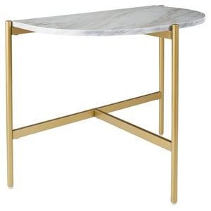 ashley furniture wynora engineered wood side end table in gold & white