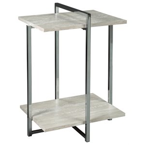 ashley furniture bodalli engineered wood side end table in chrome & ivory
