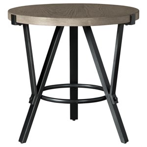 ashley furniture zontini engineered wood round end table in light brown