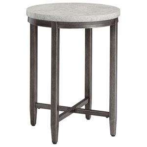 ashley furniture shybourne metal round end table in light gray