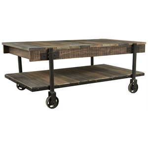 ashley furniture bostweil rectangular wood cocktail table in brown & black