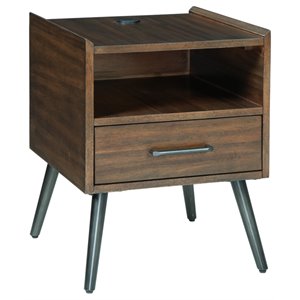 ashley furniture calmoni square engineered wood end table in brown