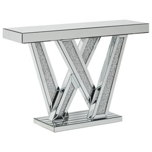 ashley furniture gillrock engineered wood console table in silver