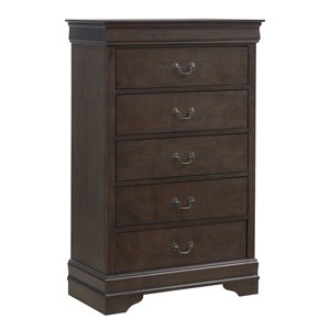 ashley furniture leewarden five drawer wood chest in dark brown