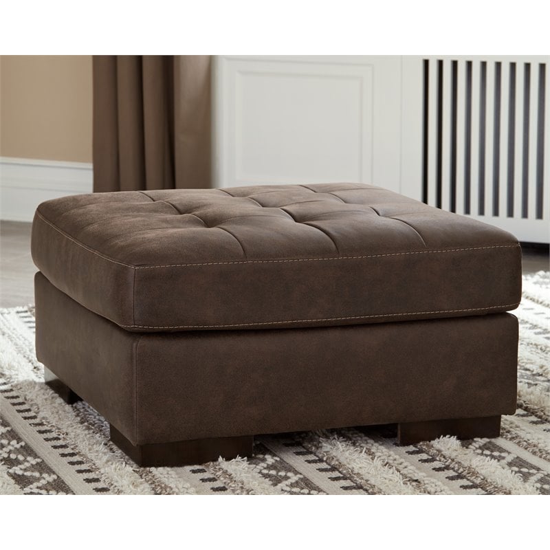 Signature Design by Ashley Maderla Oversized Polyurethane Accent Ottoman Walnut