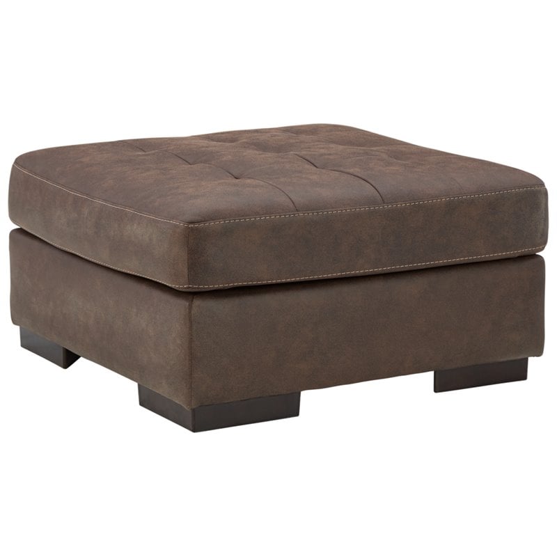 Signature Design by Ashley Maderla Oversized Polyurethane Accent Ottoman Walnut