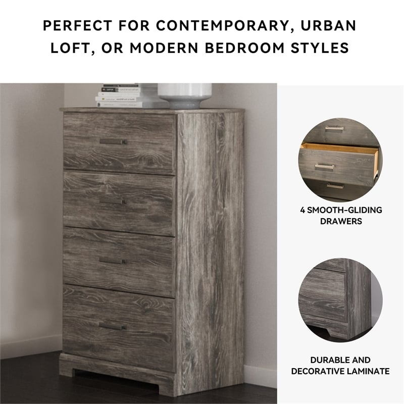 Ashley Furniture Ralinksi Four Drawer Engineered Wood Chest in Gray